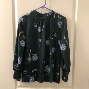 Anne Taylor Green Floral Blouse